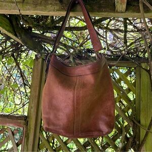 Vintage coach brown leather hobo bag